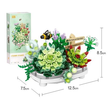 Конструктор Суккуленты в горшке вечный цветок серия цветы Constructor Succulents Pot Plant Fly Bee 1660