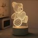 Ночник светильник "Мишка с сердцем" из акрила светодиодная детская 3D лампа USB с проекцией