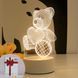 Ночник светильник "Мишка с сердцем" из акрила светодиодная детская 3D лампа USB с проекцией