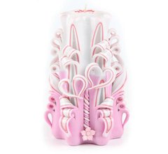 Резная свеча "Розовое сердце" 13 см