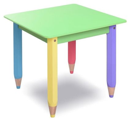 Дитячий набір "Олівчики" 60х60 з пеналом та стільчиком 1шт (колір стільниці - салатовий)