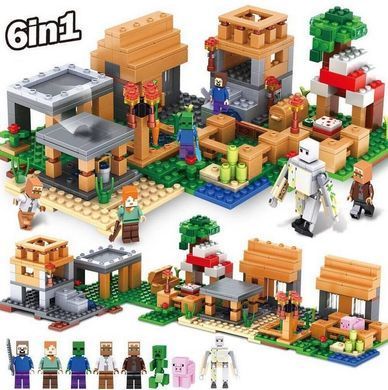 Конструктор Майн Крафт Велике Село з жителями 6в1 constructor Minecraft DIYWORLD 9433