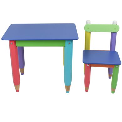 Дитячий набір "Олівчики" 60х40 столик та стільчик 1шт (колір стільниці - синій)
