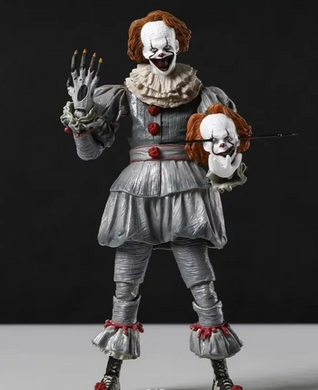 Коллекционная фигурка Пеннивайз / Pennywise IT (It Movie, Stephen King) Ultimate Horror Action Figure 18 см с аксессуарами и сменными головами