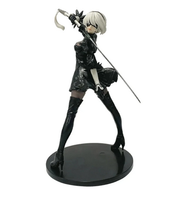Фігурка колекційна NieR: Automata YoRHa 2B (Нієр Автомата 2B) Аніме фігурка дівчини-андроїда з мечем на підставці, чорний костюм