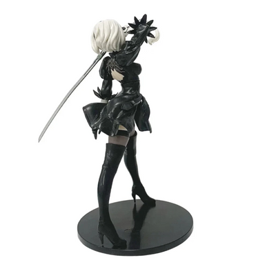 Фігурка колекційна NieR: Automata YoRHa 2B (Нієр Автомата 2B) Аніме фігурка дівчини-андроїда з мечем на підставці, чорний костюм