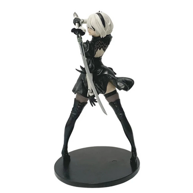 Фігурка колекційна NieR: Automata YoRHa 2B (Нієр Автомата 2B) Аніме фігурка дівчини-андроїда з мечем на підставці, чорний костюм