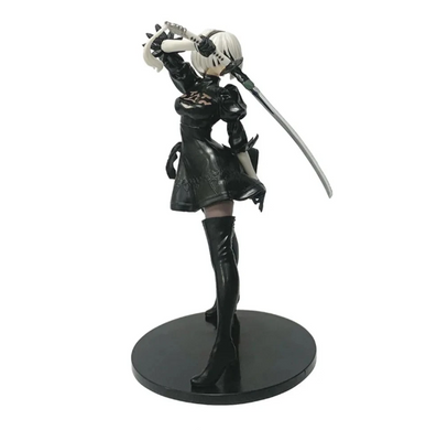 Фігурка колекційна NieR: Automata YoRHa 2B (Нієр Автомата 2B) Аніме фігурка дівчини-андроїда з мечем на підставці, чорний костюм