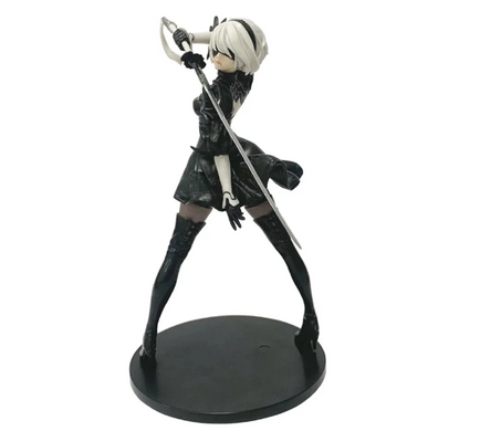 Фігурка колекційна NieR: Automata YoRHa 2B (Нієр Автомата 2B) Аніме фігурка дівчини-андроїда з мечем на підставці, чорний костюм