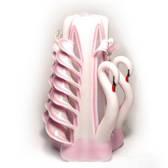 Резная свеча "Лебединая пара" Нежно розовый 13 см
