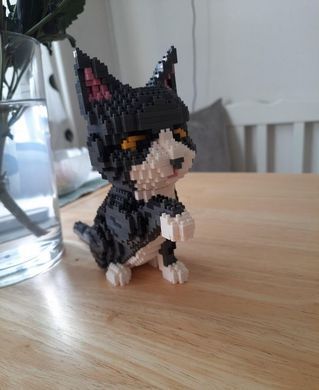 Конструктор 3D из миниблоков "Серый кот" из мультика Тайная жизнь домашних животных 23х18х8см