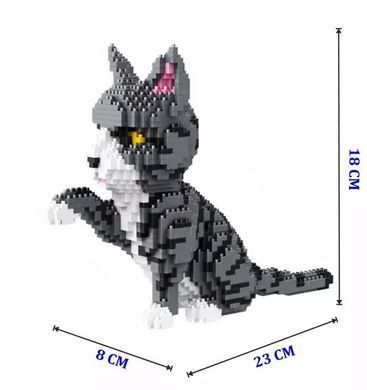 Конструктор 3D из миниблоков "Серый кот" из мультика Тайная жизнь домашних животных 23х18х8см
