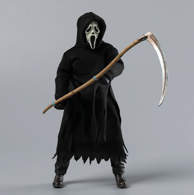 Коллекционная экшн-фигурка Призрачное Лицо из серии фильмов Крик Ghostface Scream Horror Action Figure в тканевом плаще с аксессуарами, 17 см