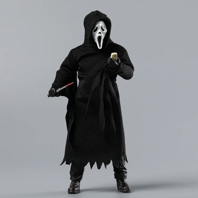 Коллекционная экшн-фигурка Призрачное Лицо из серии фильмов Крик Ghostface Scream Horror Action Figure в тканевом плаще с аксессуарами, 17 см
