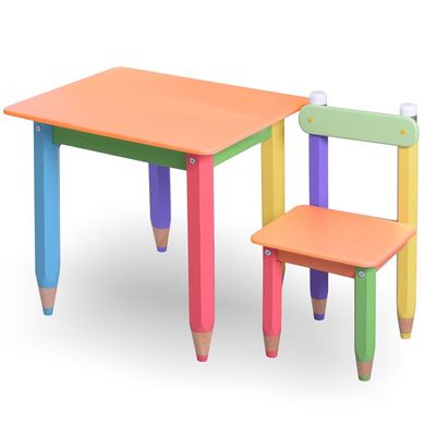 Дитячий набір "Олівчики" 60х40 столик та стільчик 1шт (колір стільниці - помаранчевий)