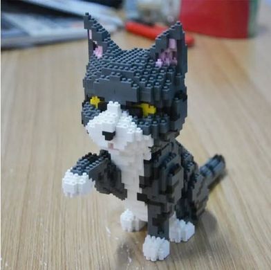 Конструктор 3D из миниблоков "Серый кот" из мультика Тайная жизнь домашних животных 23х18х8см