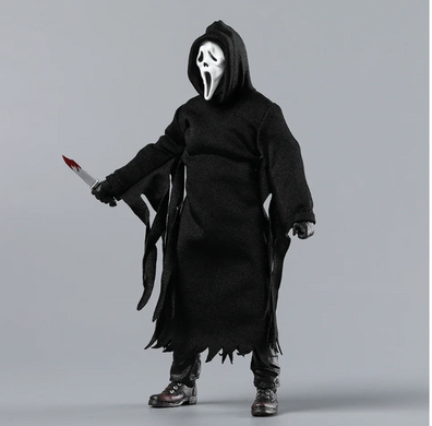 Коллекционная экшн-фигурка Призрачное Лицо из серии фильмов Крик Ghostface Scream Horror Action Figure в тканевом плаще с аксессуарами, 17 см