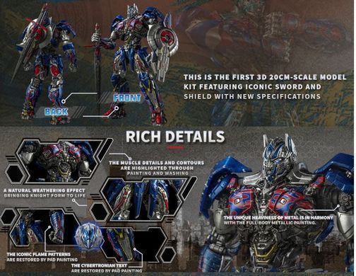 Фигурка Робот Трансформер Optimus Prime 20 см Diecast Model Kit Transformers The Last Knight / Коллекционная металлизированная фигура Оптимус Прайм