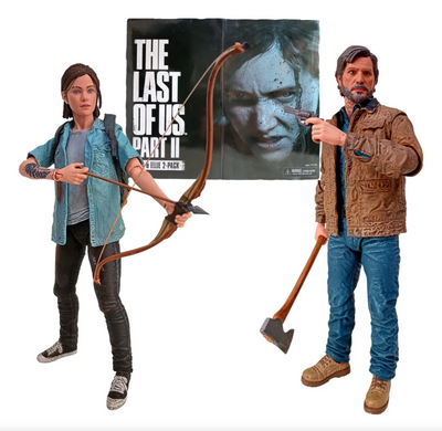 Набір фігурок The Last of Us Part II: Джоел та Еллі з луком, 18 см /Комплект із двох фігурок героїв постапокаліптичного світу з аксесуарами (Post-Apocalyptic Hero Action Figures 2-Pack)