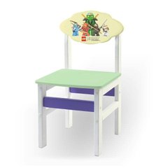 Детский стульчик "Woody" белый с картинкой Ниндзяго (цвет - салатовый)