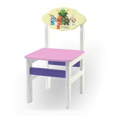 Детский стульчик "Woody" белый с картинкой Ниндзяго (цвет - розовый)