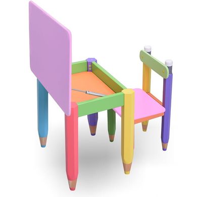 Дитячий набір "Олівчики" 60х40 з пеналом та стільцями 2шт (колір стільниці - рожевий)