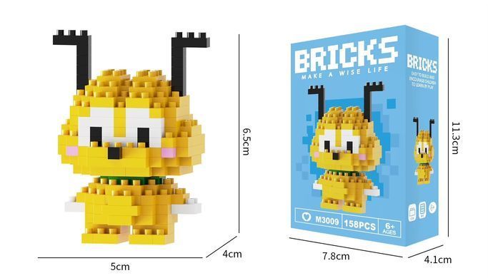 Конструктор фигурка Пиксели BRICKS Плуто серия "Мультгерои" Pluto M3009