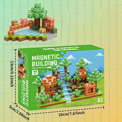Магнітний конструктор "Піксельний ліс" 100 деталей. Magnetic Building Blocks у стилі Майнкрафт (Minecraft)