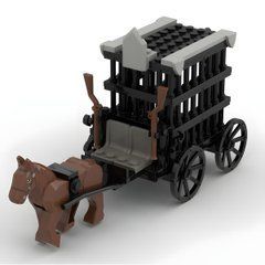 Конструктор Візок з конем та з кліткою 73 деталі 24 см | Іграшковий віз з конем, міні конструктор для дітей