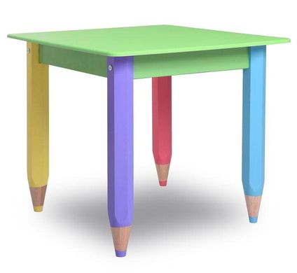 Дитячий столик "Олівчики" 60*60 (колір стільниці - салатовий)