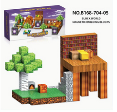 Магнітний конструктор для дітей у стилі Майнкрафт 128 деталей, Magnetic Blocks Minecraft
