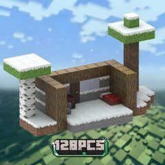 Магнітний конструктор для дітей у стилі Minecraft 128 деталей Зимний лес Winter forest Magnetic Blocks