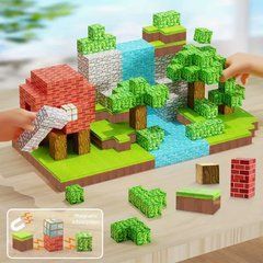 Магнітний конструктор для дітей Майнкрафт "Ліс" 148 деталей, Magnetic Blocks