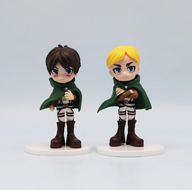 Набір фігурок Attack on Titan / Атака Титанів Chibi 6 шт &mdash; Колекційні аніме фігурки Ерен, Мікаса, Леві, Армін, Ервін, Титан &mdash; Подарунок фанату аніме