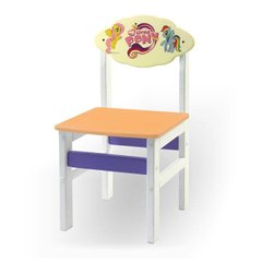 Детский стульчик "Woody" белый с картинкой Литл Пони (цвет - оранжевый)