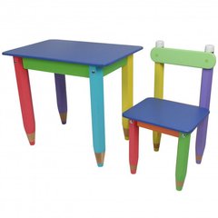 Детский набор "Карандашики" 60х40 с пеналом и стульчиком 1шт (цвет столешницы - синий)
