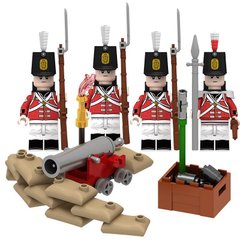 Набор фигурок человечков Британские Стрелки с пушкой 4шт figures sets British Fusilier 4pcs MJQ81027