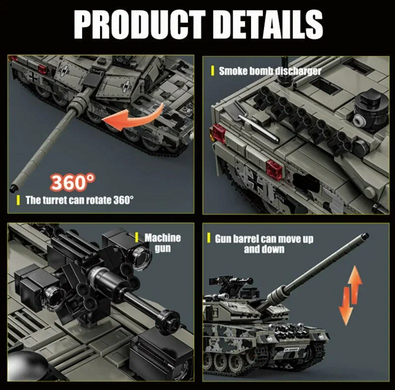 Конструктор "Бронированый Танк Леопард" Большая Сборная Модель "Leopard 2A7", 1009 деталей