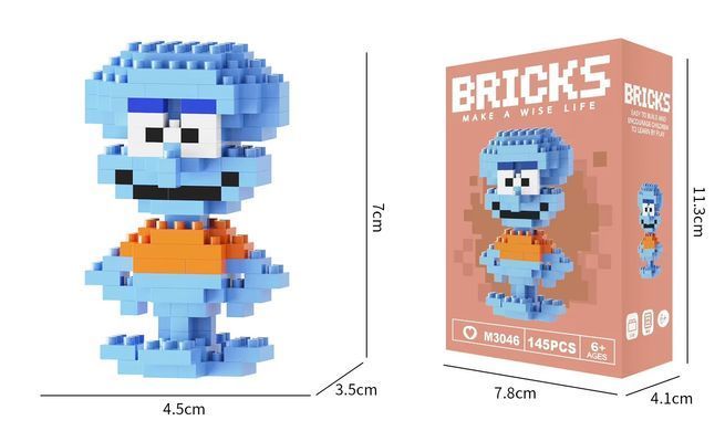 Конструктор фігурка Пікселі BRICKS восьминіг Сквідвард Губка Боб серія "Мультгерої" Squidward Q. Tentacles SpongeBob SquarePants M3046