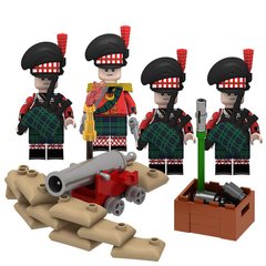 Набор фигурок человечков Хайлендская легкая пехота с пушкой 4шт figures sets  Highland Light Infantry 4pcs MJQ81029