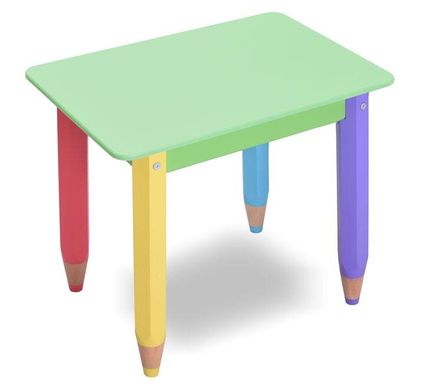 Дитячий столик "Олівчики" 60*40 з пеналом (колір стільниці - салатовий)