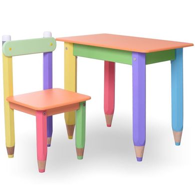Дитячий набір "Олівчики" 60х40 столик та 2 стільчики (колір стільниці - помаранчевий)