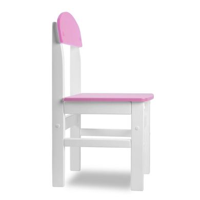 Дитячий стільчик "Woody" білий з рожевим сидінням.