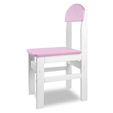 Дитячий стільчик "Woody" білий з рожевим сидінням.