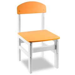 Детский стульчик "Woody" белый с оранжевой сидушкой.