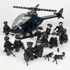 Набор фигурок человечков Полицейский спецназ 12шт и Вертолет figures sets special forces S.W.A.T. 12 pcs M-25