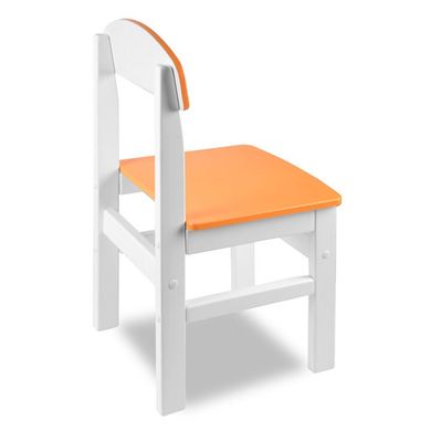 Детский стульчик "Woody" белый с оранжевой сидушкой.