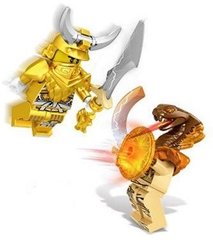 Фигурки Мастер золотого дракона Против коричневого Огненного змея Ниндзяго figures master of the golden dragon VS brown pyro snake Ninjago VS008