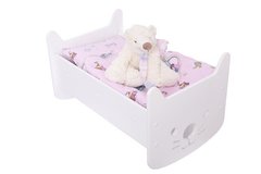 Кукольная кроватка 2 в 1 “Hello Kitty” белая + постелька