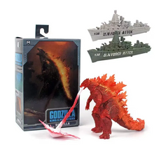 Коллекционная фигурка Годзилла Burning Godzilla King of Monsters &mdash; окаймление с красным атомным лучом и военными кораблями, 17 см